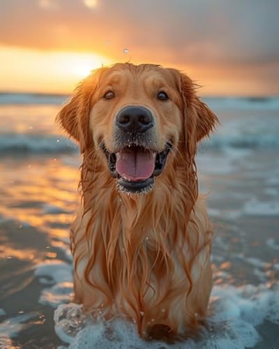 GLTEYACO Erwachsene Kreuzstich Stickpackungen Golden Retriever 11CT Stickvorlagen Stickbilder Zum Vorgedruckt Starter Set FüR Kinder AnfäNger-40X50 cm GLTEYACO Erwachsene Kreuzstich Stickpackungen Golden Retriever 11CT Stickvorlagen Stickbilder Zum Vorgedruckt Starter Set FüR Kinder AnfäNger-40X50 cm von GLTEYACO