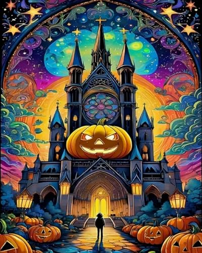 GLTEYACO Erwachsene Kreuzstich Stickpackungen Halloween-Schloss 11CT Stickvorlagen Stickbilder Zum Vorgedruckt Starter Set FüR Kinder AnfäNger-40X50 cm GLTEYACO Erwachsene Kreuzstich Stickpackungen Halloween-Schloss 11CT Stickvorlagen Stickbilder Zum Vorgedruckt Starter Set FüR Kinder AnfäNger-40X50 cm von GLTEYACO
