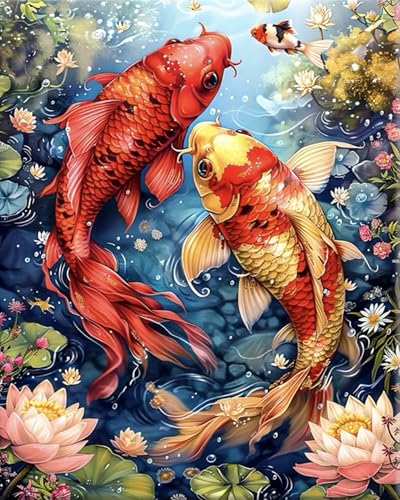 GLTEYACO Erwachsene Kreuzstich Stickpackungen Koi-Fisch-Lotus 11CT Stickvorlagen Stickbilder Zum Vorgedruckt Starter Set FüR Kinder AnfäNger-40X50 cm GLTEYACO Erwachsene Kreuzstich Stickpackungen Koi-Fisch-Lotus 11CT Stickvorlagen Stickbilder Zum Vorgedruckt Starter Set FüR Kinder AnfäNger-40X50 cm von GLTEYACO