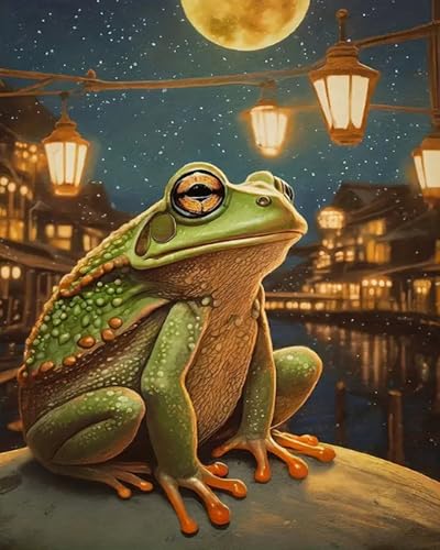 GLTEYACO Kreuzstich Vorgedruckt Set Sternenhimmel-Frosch 11CT Kreuzstich Stickpackungen DIY Stickbilder für Anfänger Home Decor-40x50 cm von GLTEYACO