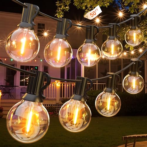 GLUROO 15M LED Lichterkette Außen,Lichterkette Glühbirnen Aussen mit 26 Bruchsicheren Kunststoff G40 Glühbirnen,Wasserdicht IP45 Outdoor Lichterketten Glühbirnen für Garten,Hinterhof, Bistro Party von GLUROO