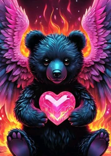 GLXPOG Bär Diamond Painting 5D Diamant Painting Bilder Set, Liebe Diamant Art Malerei Painting Kit für Erwachsene, DIY Strass Stickerei Malerei Wand Dekor 30x40cm von GLXPOG