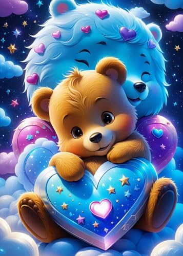 GLXPOG Diamond Painting 5D Diamant Painting Bilder Set, Niedlicher Bär Diamant Art Malerei Painting Kit für Erwachsene,DIY Strass Stickerei Malerei Wand Dekor 30x40cm von GLXPOG