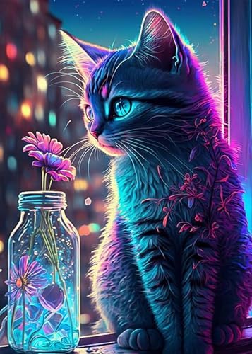 GLXPOG Diamond Painting Dunkel Katze 5D Diamant Painting Bilder Set, Katze Diamant Art Malerei Painting Kit für Erwachsene, DIY Strass Stickerei Malerei Wand Dekor 30x40cm GLXPOG Diamond Painting Dunkel Katze 5D Diamant Painting Bilder Set, Katze Diamant Art Malerei Painting Kit für Erwachsene, DIY Strass Stickerei Malerei Wand Dekor 30x40cm von GLXPOG