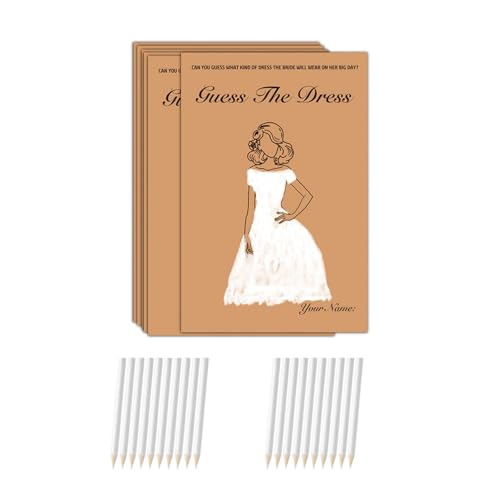 1 Set Guesses The Dress Brautdusche Spiele Hochzeit Dusche Spielkarten mit Bleistiften Hochzeit Party Supplies für Gäste von GMBYLBY