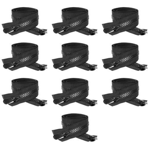 10 Stück #10 Reißverschlüsse teilbar 60/65/70/75/80 cm Trennreißverschlüsse schwarz mit Doppelzug-Nähwerkzeug für von GMBYLBY