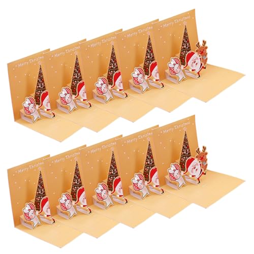10pcs Weihnachtskarte Mit Umschlag Seal Labels Feiertagsgruß Weihnachtsgrüß 4.3nch Neujahr Festivalkarten von GMBYLBY
