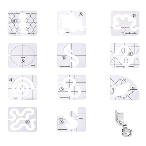 13-teiliges Quiltschablonen-Set mit Freibewegung, transparentes Nählineal, Quiltschablone, einfach zu bedienen, Acryl, Quilt-Lineal von GMBYLBY