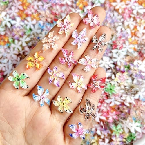 20 Stück Hibiskusblumen-Nägel, buntes Harz, einzigartige Stile, Dekoration für stilvolle Kunst und 20 Stück Hibiskusblumen-Nägel, buntes Harz, einzigartige Stile, Dekoration für stilvolle Kunst und von GMBYLBY
