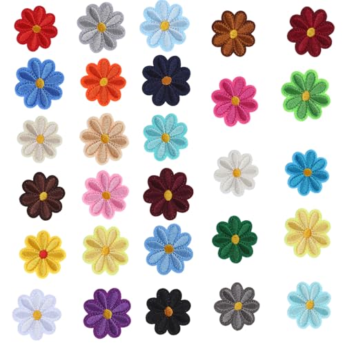 28pcs Blumeneisen Auf Flecken Bestickte Blumenapplikationen Nähen Reparaturflächen Applikationen Für Kinderkleidung Jacken Bag von GMBYLBY