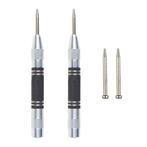 2pcs Automatische Mittelstanzstahl Federgeladen Geladenes Mittelloch Stanze Einstellbare Federmarkierungswerkzeuge Für Holzglas von GMBYLBY