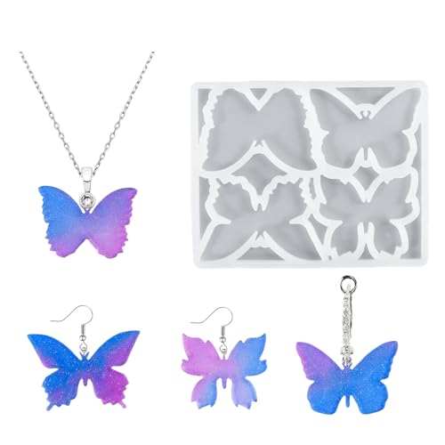 4 Hohlraum Schmetterlingskristallharzform Set Für Schmuck Die Silikon Anhängerform Ideal Für Ohrringe Halsketten Broschen 4 Hohlraum Schmetterlingskristallharzform Set Für Schmuck Die Silikon Anhängerform Ideal Für Ohrringe Halsketten Broschen von GMBYLBY