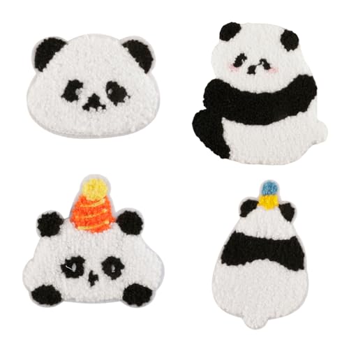 4 schöne Panda-Stoffflicken, einfach anzubringen und zu entfernen, zum Aufnähen, ideal für kreative Bastelprojekte von GMBYLBY