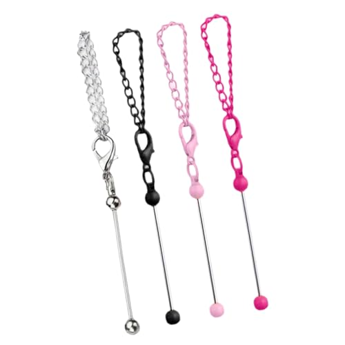 4 x Metall-Schlüsselanhänger mit Perlen, Schlüsselanhänger, Zubehör für Tasche, Geldbörse, Charm, Strumpffüller 4 x Metall-Schlüsselanhänger mit Perlen, Schlüsselanhänger, Zubehör für Tasche, Geldbörse, Charm, Strumpffüller von GMBYLBY