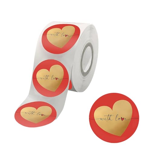 500 Stück Herz-Aufkleber, Valentinstag, Herz-Aufkleber, Verpackungsetiketten für Hochzeitstag, Valentinstag, Zubehör 500 Stück Herz-Aufkleber, Valentinstag, Herz-Aufkleber, Verpackungsetiketten für Hochzeitstag, Valentinstag, Zubehör von GMBYLBY