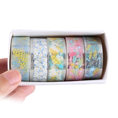5Rolls Ästhetisches Klebeband Dekoratives Klebeband Wasserfestes Klebeband Für Notebooks Journal Foto Album 15mmx2m Scrapbooking Tape von GMBYLBY