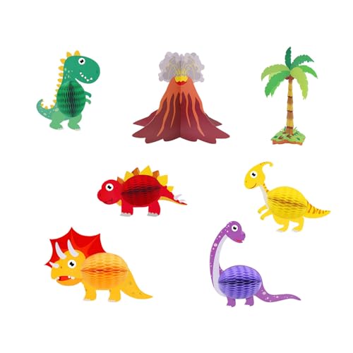 7 Stück Dinosaurier Papier Ornament Cartoon Tier Tischdekoration für Kinder Geburtstag Party Dusche Zimmer Dekoration von GMBYLBY
