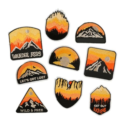 9 x Polyester-Fadenaufnäher, bunte Landschafts-Patches, Stickapplikationen für persönliche Kleidung von GMBYLBY