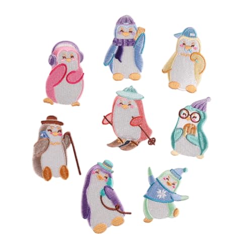 Aufnäher mit Cartoon-Pinguinmotiv, zum Aufbügeln, bestickt, 8 Stück von GMBYLBY