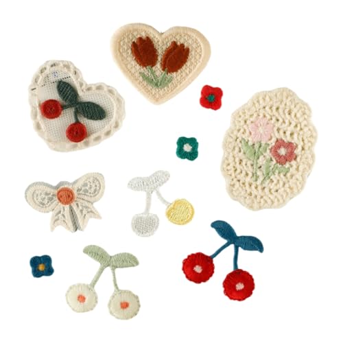Aufnäher zum Aufbügeln, Motiv: Herz, Obst-Reparatur, Blume, bestickt, für Taschen, 10 Stück von GMBYLBY