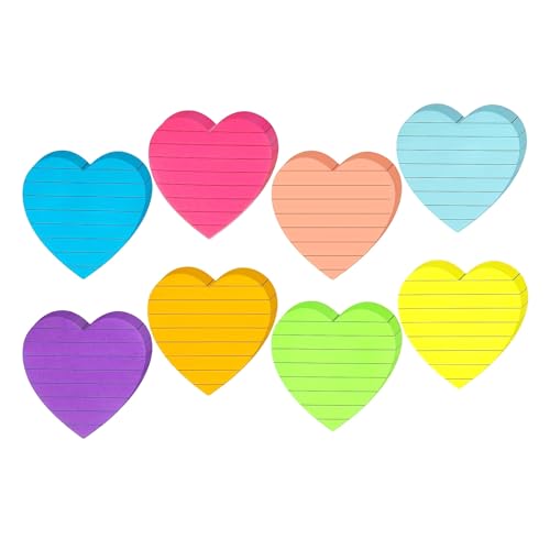 Bunte Notizblöcke, liniert, multifunktional, Haftnotizen, Notizblock, Herzform, liniert, für die Schule, 8 Stück Bunte Notizblöcke, liniert, multifunktional, Haftnotizen, Notizblock, Herzform, liniert, für die Schule, 8 Stück von GMBYLBY