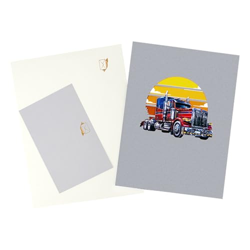 Filigrane 3D-Popup-Karte mit klassischem LKW, detaillierte 3D-Papier-Grußkarte mit klassischem Lastwagen von GMBYLBY