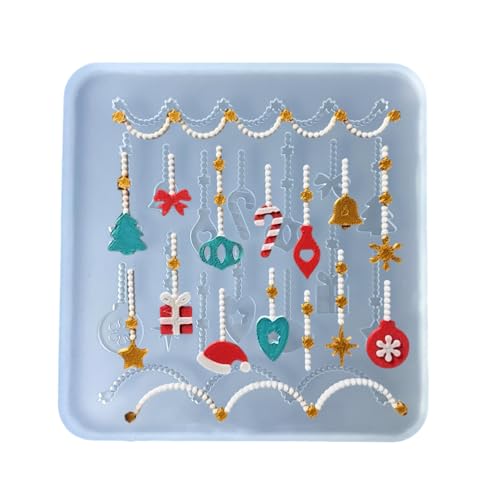 Flexible Silikonformen, Weihnachtsmotiv, Zubehör, Epoxidharz, Ornament, Anhänger, praktisches Werkzeug zur Schmuckherstellung von GMBYLBY