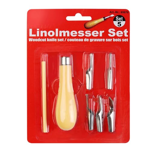 GMBYLBY 2 Linoleum Cutter Kits Schnitzwerkzeug Lino Schneidwerkzeugkits Mit Austauschbarem Kopf Für Die Skulpturengravur von GMBYLBY