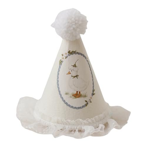GMBYLBY 2.Doppellagige Spitze Kindergeburtstag Hut Entchen Blumen Design mit weichen Pompons & Elastisch Trim Anpassung Feier Hut GMBYLBY 2.Doppellagige Spitze Kindergeburtstag Hut Entchen Blumen Design mit weichen Pompons & Elastisch Trim Anpassung Feier Hut von GMBYLBY