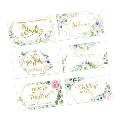 GMBYLBY 6 x Blumen-Wasserflaschen-Etiketten, Aufkleber, Weinflasche, dekorativer Aufkleber, Hochzeitsaufkleber für Hochzeit, Verlobung, Zubehör von GMBYLBY