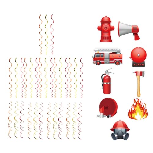 GMBYLBY Feuerwehr-Dekorationen, hängende Wirbel, niedliches Papier und PVC-Textur für Schule, Büro, Innenveranstaltungen von GMBYLBY