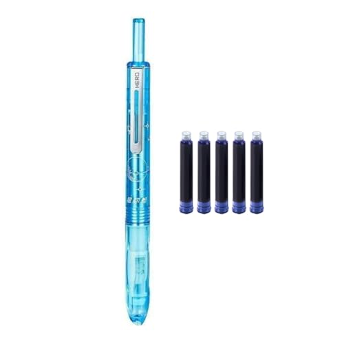 GMBYLBY Füllfederhalter mit 5 Tintenbeuteln, 0,38 mm, feine Spitze, einziehbar, Metall, für Erwachsene und Kinder von GMBYLBY