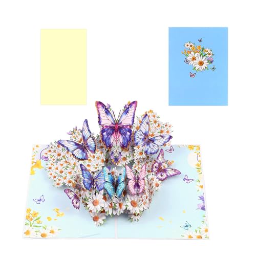 GMBYLBY Stylish 3D Popup Grußkarte Künstlerische 3D Blumen Und Schmetterlingsgrußkarte Geschenke Für Graduationen Und Feiertage von GMBYLBY