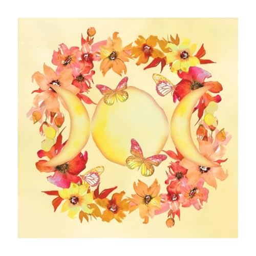 GMBYLBY Tischdecke mit Mond-Blumenmuster, Wahrsagungskarte, Tischdecke, Wandteppich, Astrologie, Hexerei-Deck von GMBYLBY