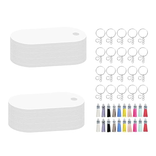 Großpackung mit 100 Sublimations-Schlüsselanhängern, Rohlinge mit Quasten und Biegeringen, handgefertigter Aluminium-Schlüsselanhänger-Anhänger Großpackung mit 100 Sublimations-Schlüsselanhängern, Rohlinge mit Quasten und Biegeringen, handgefertigter Aluminium-Schlüsselanhänger-Anhänger von GMBYLBY