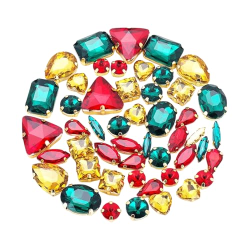 Kristallsteine zum Aufnähen, flache Rückseite, Glasstein mit Loch für Handwerk, Schmuck, Kleidung, Nähzubehör, 50 Stück Kristallsteine zum Aufnähen, flache Rückseite, Glasstein mit Loch für Handwerk, Schmuck, Kleidung, Nähzubehör, 50 Stück von GMBYLBY
