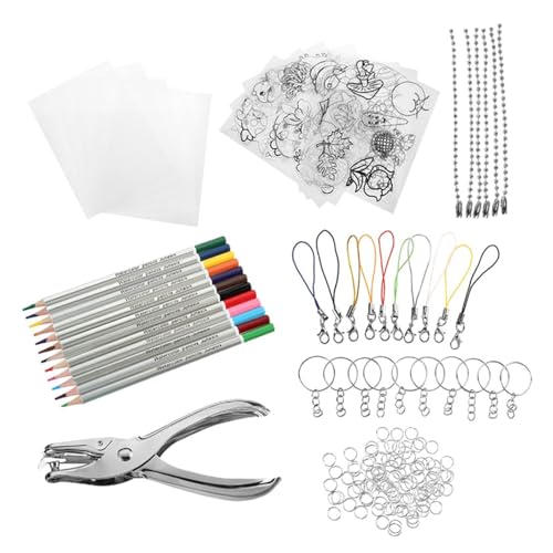 Schrumpfblech Set Schmuck Herstellen Set Mit Farbigen Stiften Schlüsselbund Ohrring Haken Loch Für Bastelhandwerk Handgefertigte Kunstzubehör von GMBYLBY