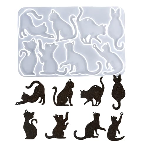 Stabile Silikonform mit 8 Mulden, Katzenanhänger, ideal zum Basteln von glatten und stilvollen Kristallharz-Anhängern Stabile Silikonform mit 8 Mulden, Katzenanhänger, ideal zum Basteln von glatten und stilvollen Kristallharz-Anhängern von GMBYLBY
