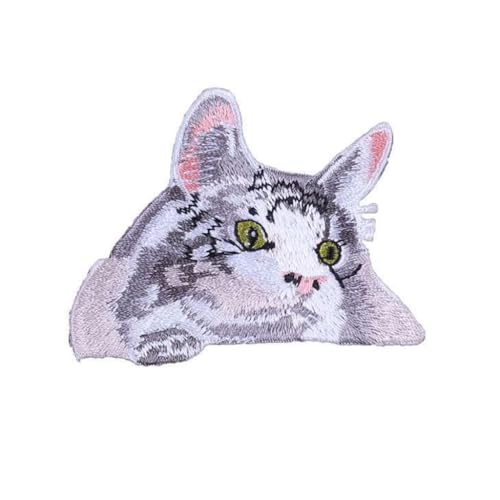Stilvolle Katzen-Stickerei-Aufnäher, einzigartige, handgefertigte Kleidung für individuelle Gestaltung von GMBYLBY