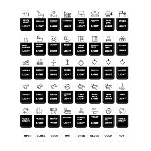 Touch Switches Icons Aufkleber mit klaren englischen Etiketten für einfache Identifizierung und Verbesserung der Benutzerfreundlichkeit von GMBYLBY