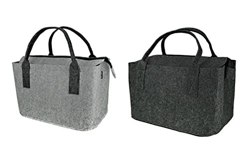 GMD Living 2er Set Filztasche mit Reißverschluss in hellgrau & dunkelgrau von GMD Living