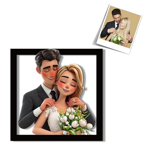 GMDLSK Personalisierte 3D Cartoon Stil Foto Holz Fotorahmen Zeichen, Individuelles Familienfoto Cartoon-Porträt Bilderrahmen, Hochzeitstag Weihnachtspaar Geschenk GMDLSK Personalisierte 3D Cartoon Stil Foto Holz Fotorahmen Zeichen, Individuelles Familienfoto Cartoon-Porträt Bilderrahmen, Hochzeitstag Weihnachtspaar Geschenk von GMDLSK
