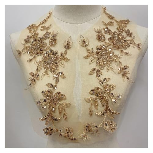 Blumen Zum AufbüGeln 1 Paar Gold Perlen Stickerei Pailletten Spitze Applikation auf Blumenstoff DIY Kragen Patch Brautkleid Kleid Blumen Zum AufbüGeln 1 Paar Gold Perlen Stickerei Pailletten Spitze Applikation auf Blumenstoff DIY Kragen Patch Brautkleid Kleid von GMGQJST