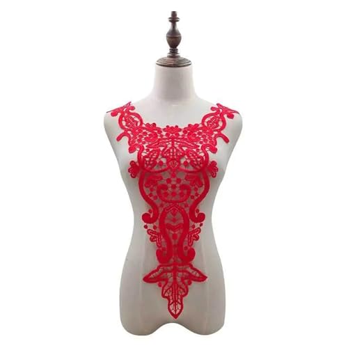 Blumen Zum AufbüGeln 1 STÜCKE Bestickte 3D-Blumen-Spitzenstickerei-Patches DIY Spitzenkragen Ausschnitt Dekorieren Hochzeitskleid Nähen Bastelbedarf(Red) von GMGQJST
