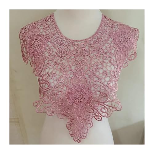 Blumen Zum AufbüGeln 1 Stück bestickte Blumenspitze Ausschnitt Halskragen Trim Kleidung Nähen Applique Rand 54 * 47CM(Pink) von GMGQJST