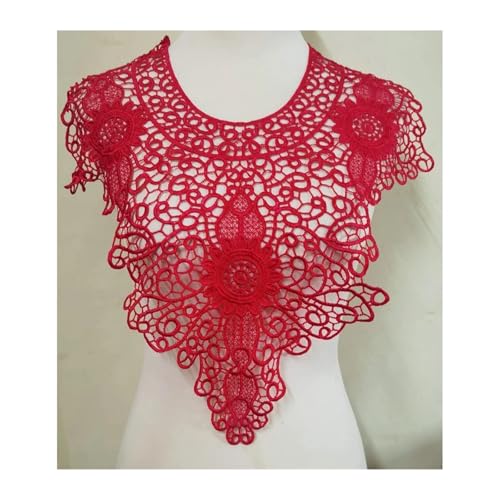Blumen Zum AufbüGeln 1 Stück bestickte Blumenspitze Ausschnitt Halskragen Trim Kleidung Nähen Applique Rand 54 * 47CM(Red) von GMGQJST