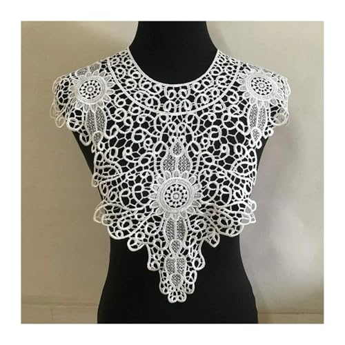 Blumen Zum AufbüGeln 1 Stück bestickte Blumenspitze Ausschnitt Halskragen Trim Kleidung Nähen Applique Rand 54 * 47CM(White) von GMGQJST