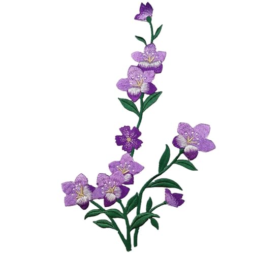 Blumen Zum AufbüGeln 1 Stück rosa blaue Blumen-Stickerei-Aufnäher for Stoff, Mantel, Kleid, Taschen, Kleidung, Nähen, Aufnäher, Applikation, Zubehör, Handarbeit(Purple) von GMGQJST