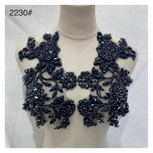 Blumen Zum AufbüGeln 1 paar Handgemachte Strass Hochzeit Patches Appliques for Kleidung Dekoration(Black) von GMGQJST