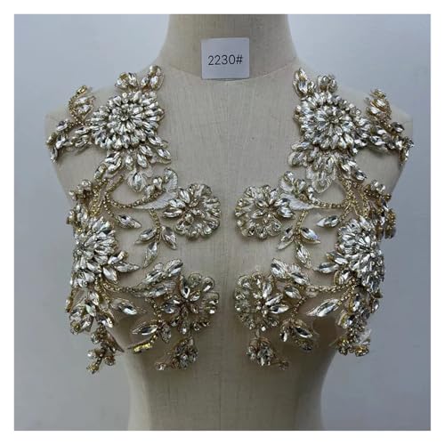 Blumen Zum AufbüGeln 1 paar Handgemachte Strass Hochzeit Patches Appliques for Kleidung Dekoration(Gold thread silver) von GMGQJST